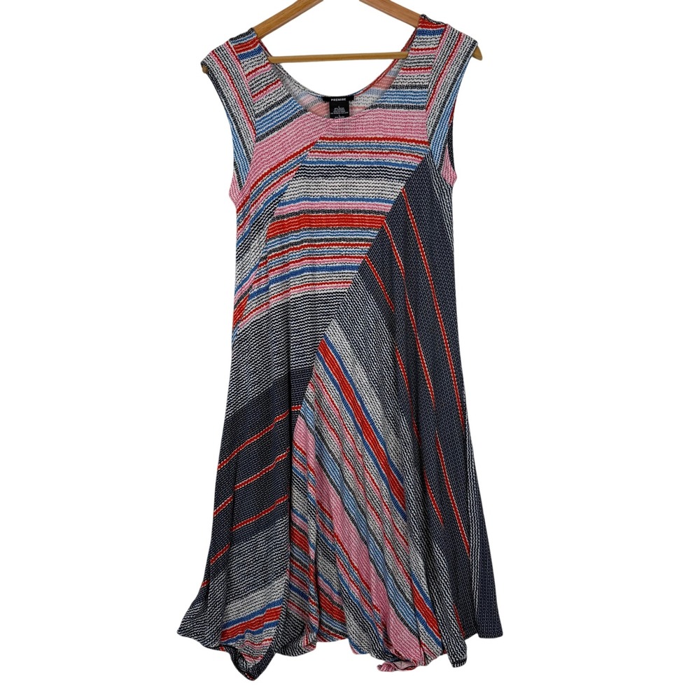 Premise Dress Womens Large Multicolor Digital Stripe Sleeveless A-Line Knit